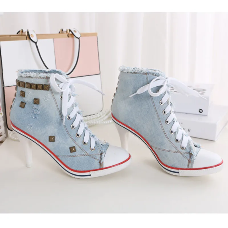 2018 Winter Women Ankle Boots New Autumn Rivet High Heel Shoes Woman Sexy Pointed Toe High Heels Big Size 40 Lace Up Boots Girls (9)