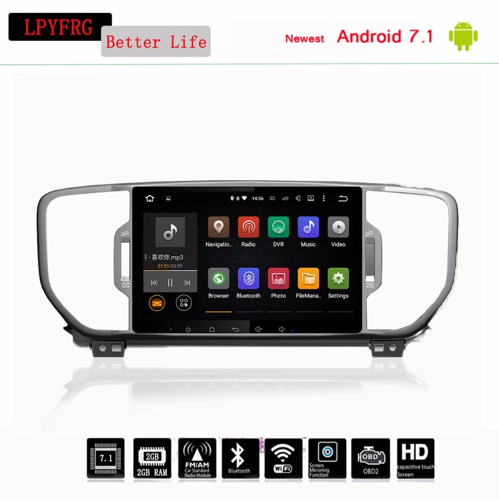 Android 10 4 ГБ 1024x600 автомобильный DVD GPS для Kia Sportage 2016 2017 головное устройство