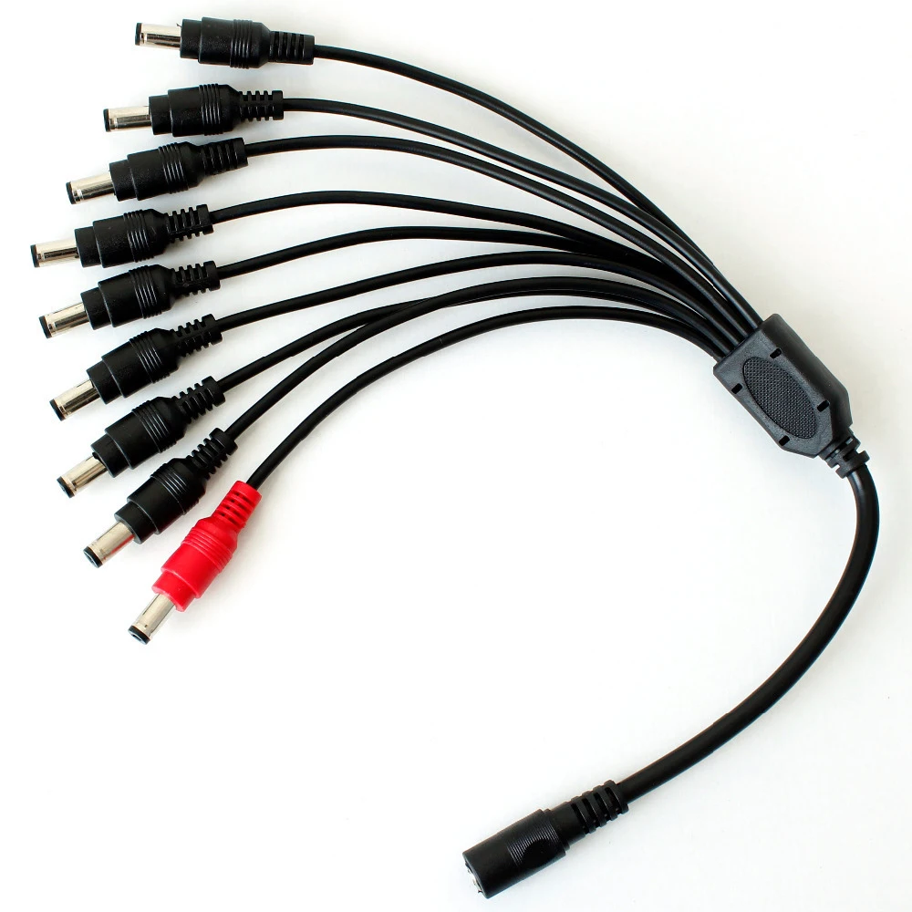 1 до 9 DC Мощность Splitter кабель с 5.5x2.1 мм Вилки для видеонаблюдения Камера Системы - изображение