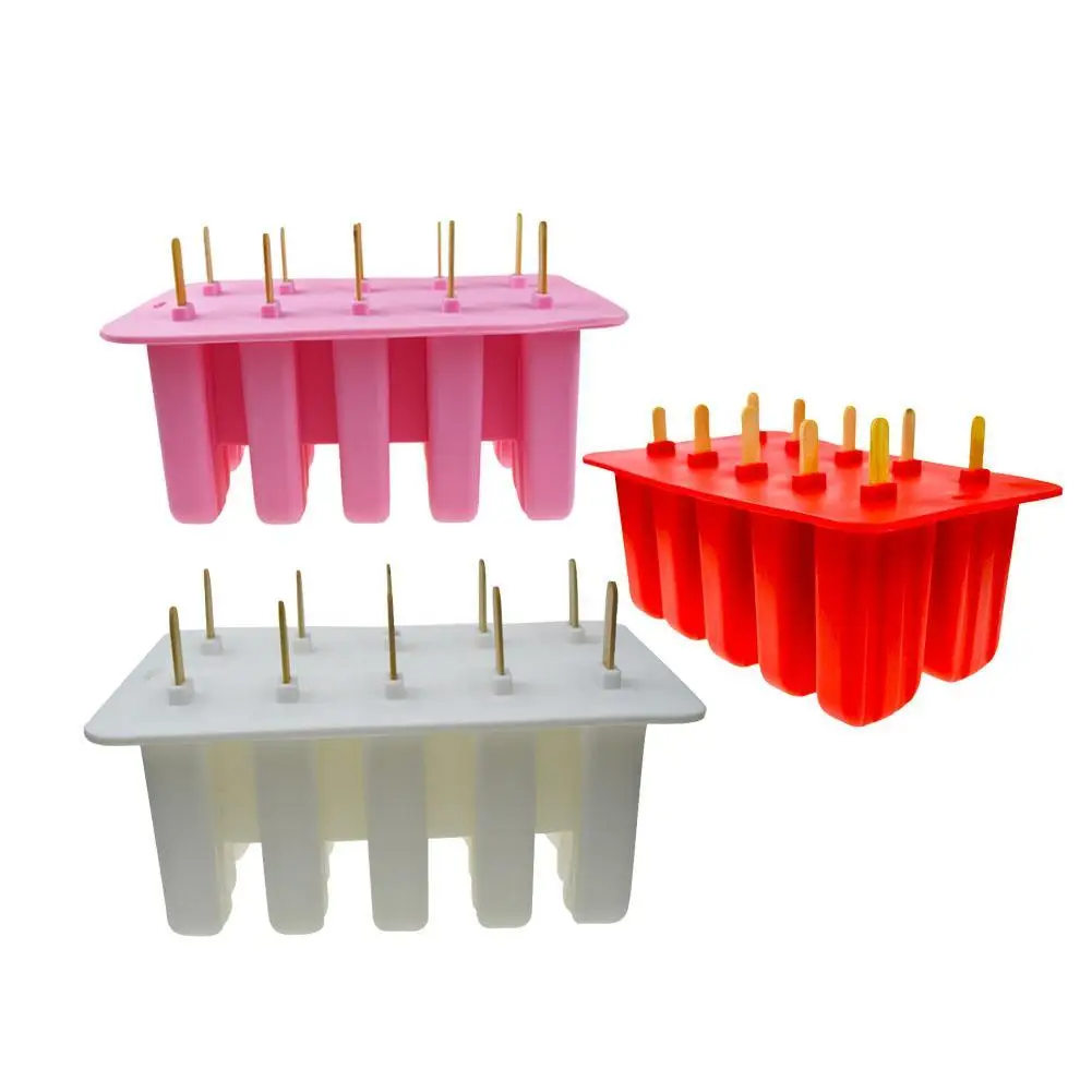 Georgia 10 Silica Gel Ice Cream Mould Popsicle Mold Ice Tray Puck Popsicle Mold Ice Cream Tray Mold Frozen Maker Tools L50
