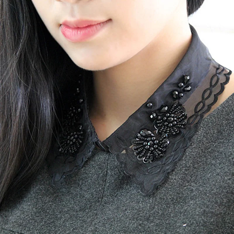 Rhinestones White Cotton Shirt Fine women shirt Sweet retro lace flower