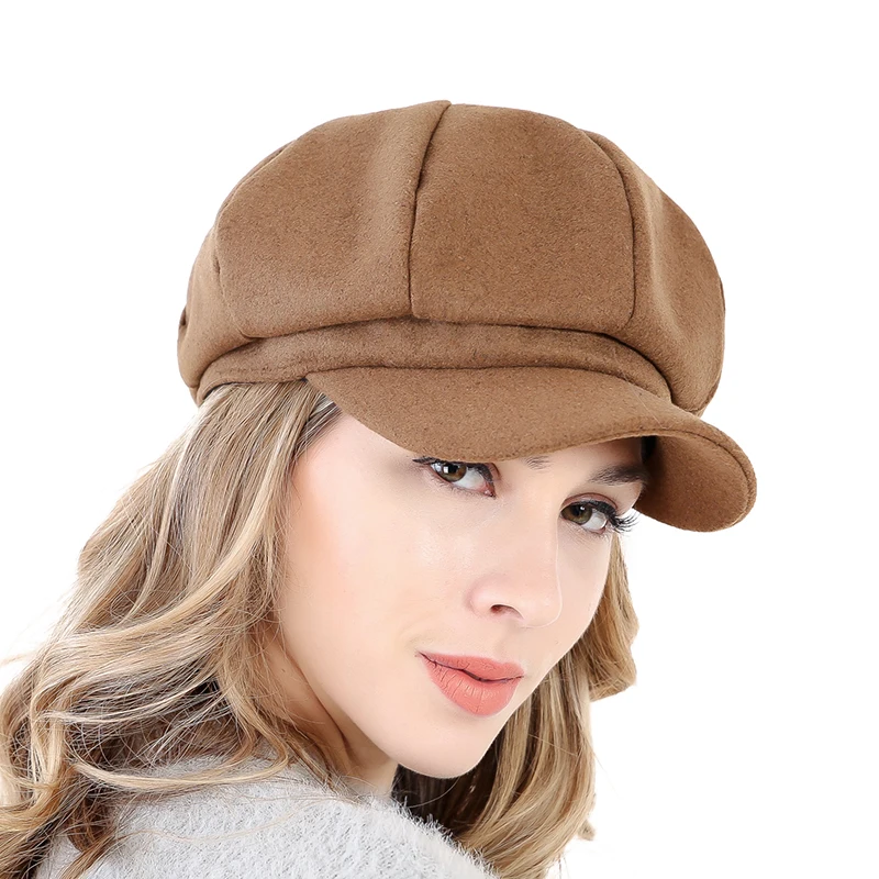Женская модная теплая шапка-берет, женская повседневная шерстяная материальная шляпа, шапка высокого качества, осенняя и зимняя шапка