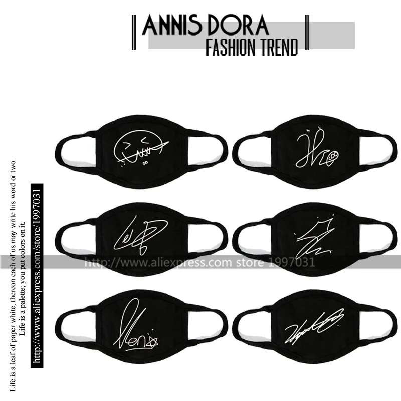 KPOP VIXX Ravi N Leo Ken Hyuk Hongbin autograph Mouth Mask | Тематическая одежда и униформа