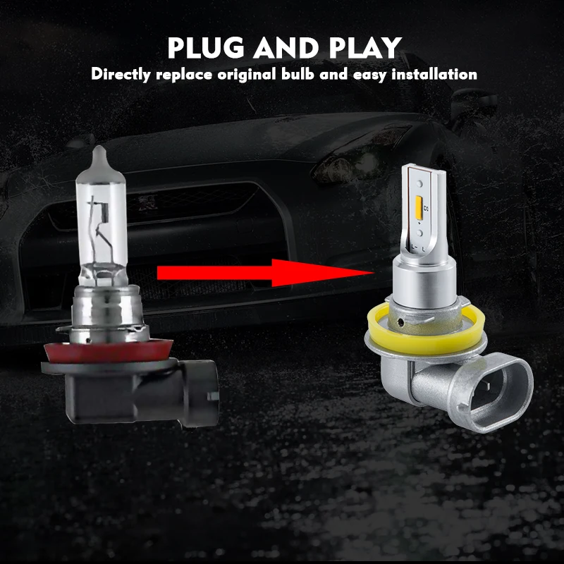 CNSUNNYLIGHT H11 9005 HB3 9006 HB4 LED Car Fog Light Headlight Bulbs 2400Lmset 6000K 3000K H9 H8 H16 Auto Foglamp DRL Light  (5)