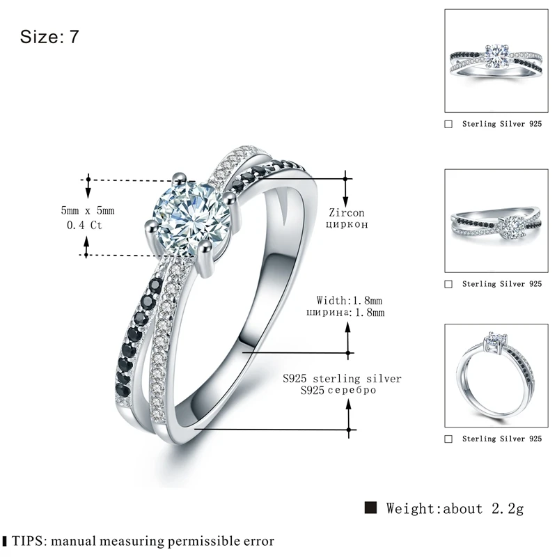 2,2 г классические 925 пробы серебряные ювелирные изделия Модные свадебные кольца для женщин обручальное кольцо Femme Bijoux Bague C009