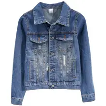 Женская джинсовая куртка, пальто, джинсовое повседневное базовое пальто, потертая ветровка с карманами, винтажная Осенняя приталенная куртка размера плюс 2XL