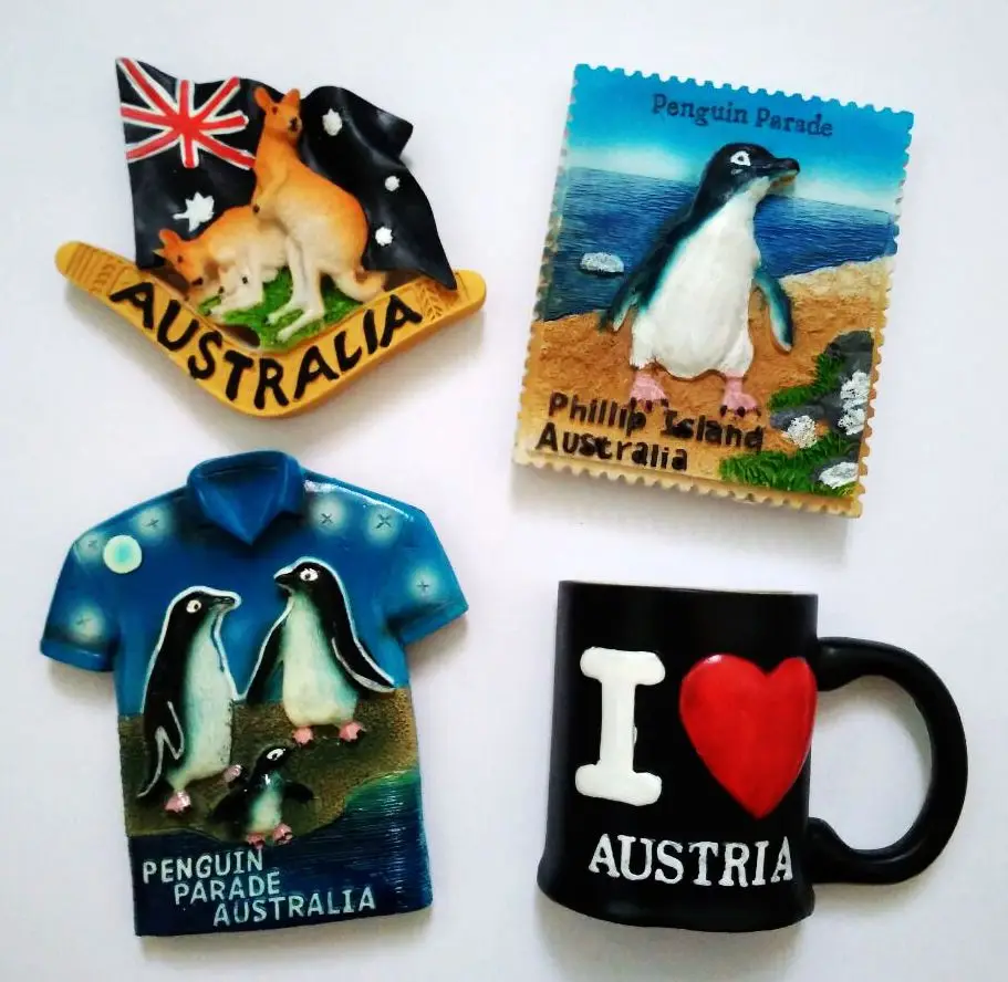 Hand painted Australian Penguin Kangaroo 3D Fridge Tourism
