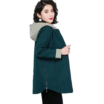 

Spring Autumn Windbreaker Women Plus size Trench coats New Women's Casual Coats Outerwear Loose Windproof Hooded Coats 5XL A1145