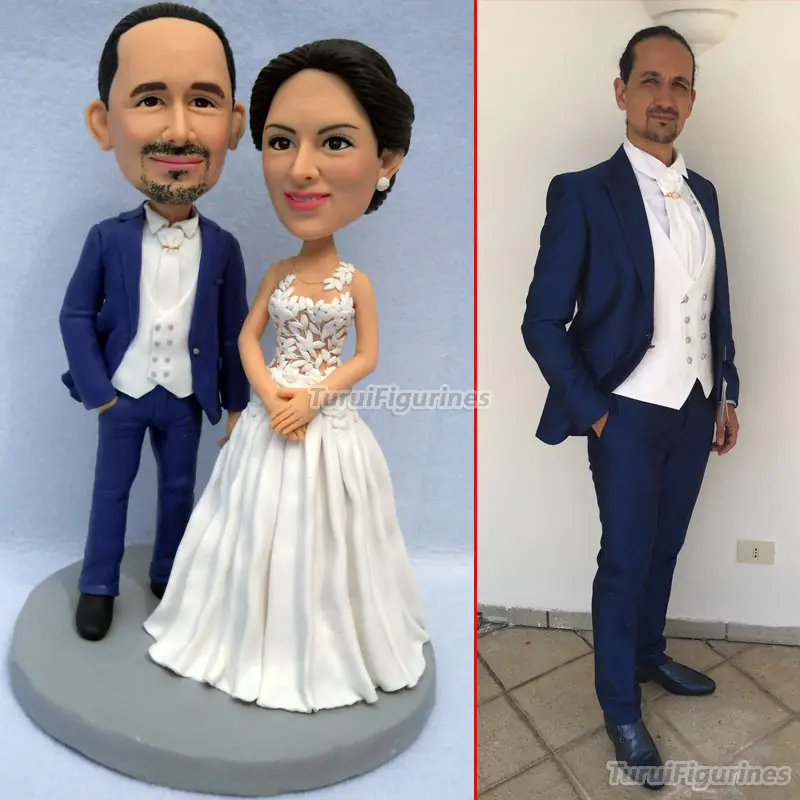 

polymer clay baby custom face wedding cake topper figurine miniature romantic funny cake topper figure bride and groom statue