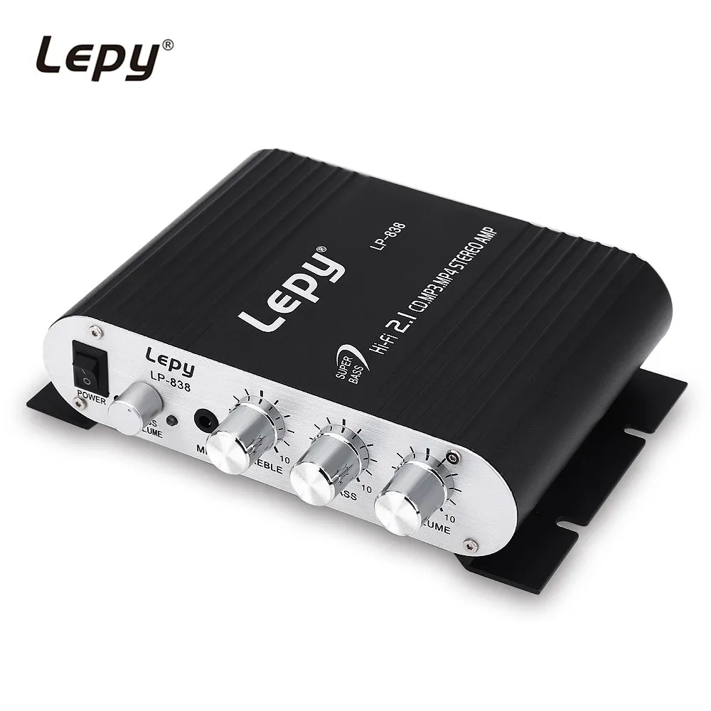 

Black Lepy LP-838 2.0+ 12V Three Channels Car Amplifier Stereo Subwoofer Audio Accessory Car Audio