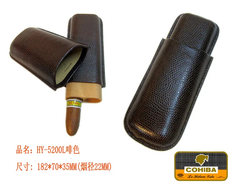 COHIBA кожаный портсигар Портативный кедровая деревянная трубка для сигар мужские подарки HY-5200