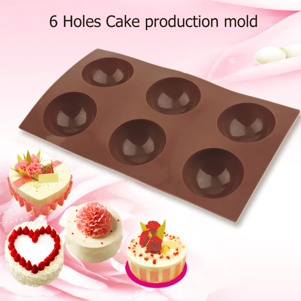 

NewHot 6 Holes Silicone Muffin Half Round Semi Circle Mold Pancakes Cake Pudding Pastry Mould Baking Sugar Craft Chocolate Tools