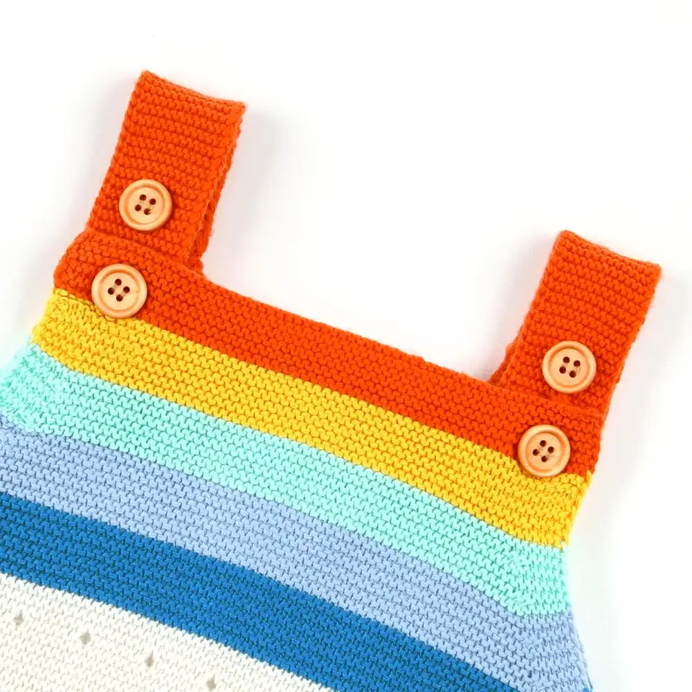 Summer Baby Boys Bodysuit Raninbow Knit Newborn Infant Girls Onesie Sleeveless Bebe Coveralls One Piece 2019 Children's Costumes