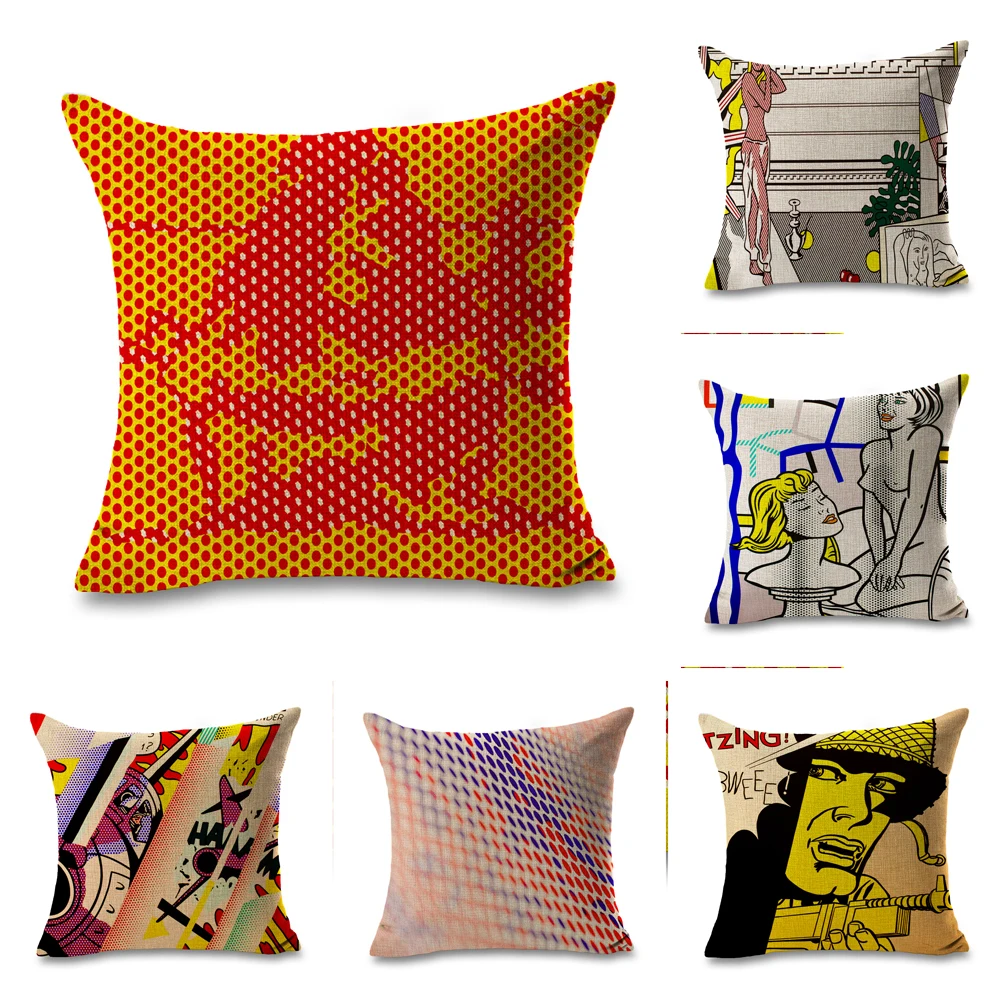 Roy Lichtenstein Pop Art Dots Soldier Pillow Euro Cover Decorative