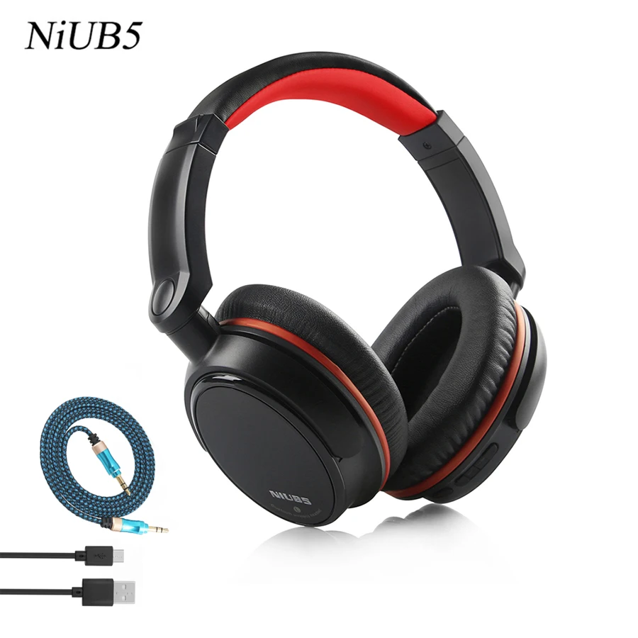 Супер бас NiUB5 проводной + Беспроводной Bluetooth гарнитура микрофон 3 5 аудио кабель