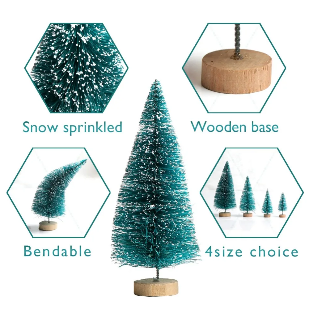 OurWarm 8pcs DIY Christmas Tree 4 Size Sisal Bottle Brush Small Pine Tree Christmas Decoration for Home navidad New Year Gift