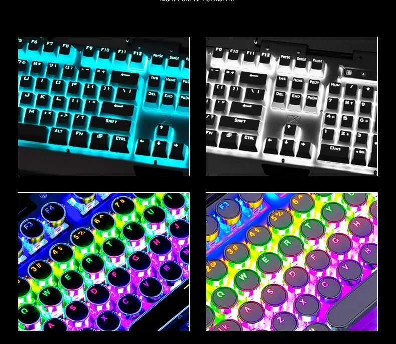 Технология Apedra X10 Ретро Круглый Светильник пишущая машинка Трансмиссия Keycap Проводная Механическая игровая клавиатура несколько светильник эффекты