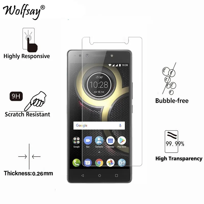 Закаленное стекло для lenovo K8 2 шт. Защитная пленка телефона Vibe K 8 Wolfsay 5 дюйма |