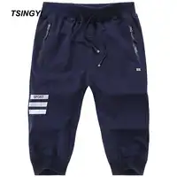 Tsingyi 8XL 130KG Plus Size Summer Beach Solid Mid Waist Shorts Men Cotton Knee Length Short Cotton Homme Casual Men Trousers