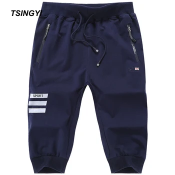 

Tsingyi 8XL 130KG Plus Size Summer Beach Solid Mid Waist Shorts Men Cotton Knee Length Short Cotton Homme Casual Men Trousers