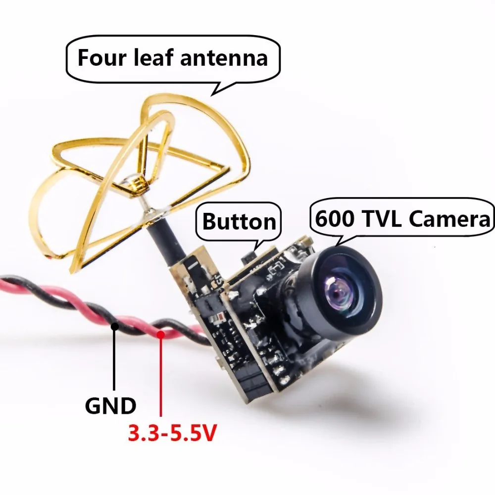 AKK S2 5,8G 48CH 25mW VTX 600TVL 1/3 Cmos AIO FPV камера с клеверной антенной для FPV дрона, как крошечные Whoop Blade индуктрикс и т. Д