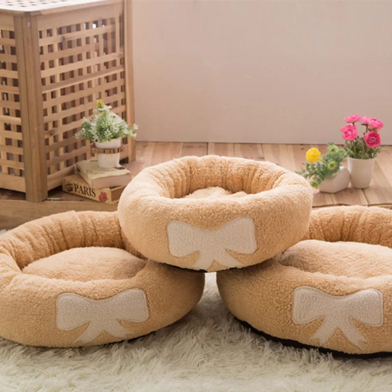 

Plush PP Cotton Waterproof Round Mat Cat Bed Pet House Warm Soft Cushion Pet Supplies -3
