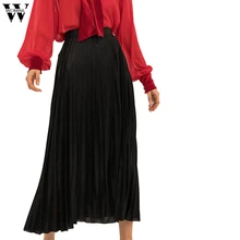 Женская юбка, женская летняя длинная юбка, одноцветная, средняя талия, длинная, плиссированная юбка, пляжная мода, новинка, Прямая поставка A1