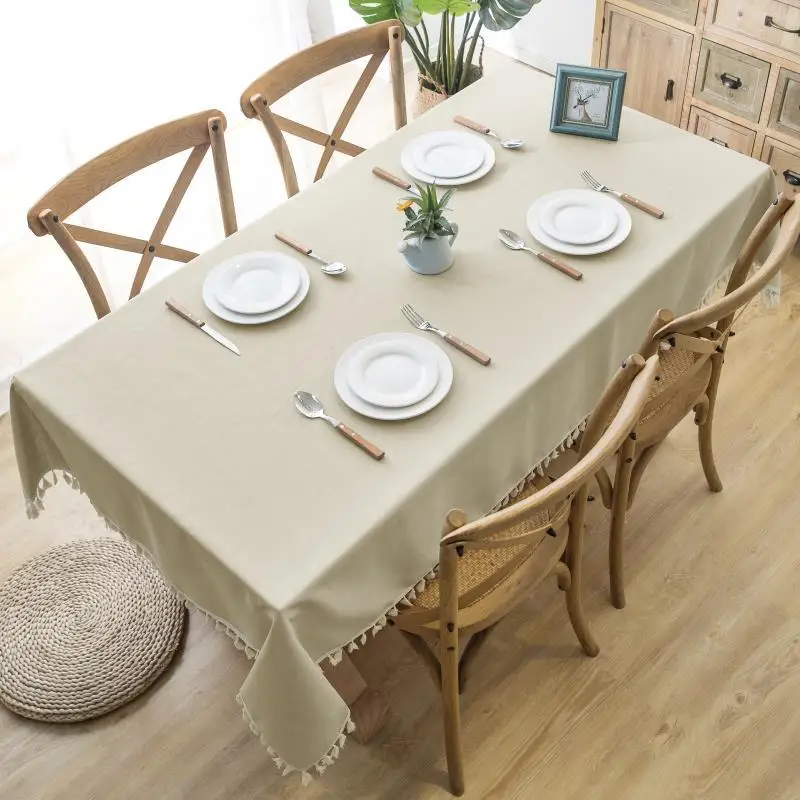 جميع مواسم ديكور المنزل لينة طاولة مقاومة للمياه ClothWith شرابات 1 قطعة الشاي نهاية عشاء سماط الغبار مستطيل الجدول غطاء