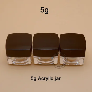 

50PCS 5g cream jar black square jar,5cc cosmetic container for cream,acrylic cream jar,small refillable bottle