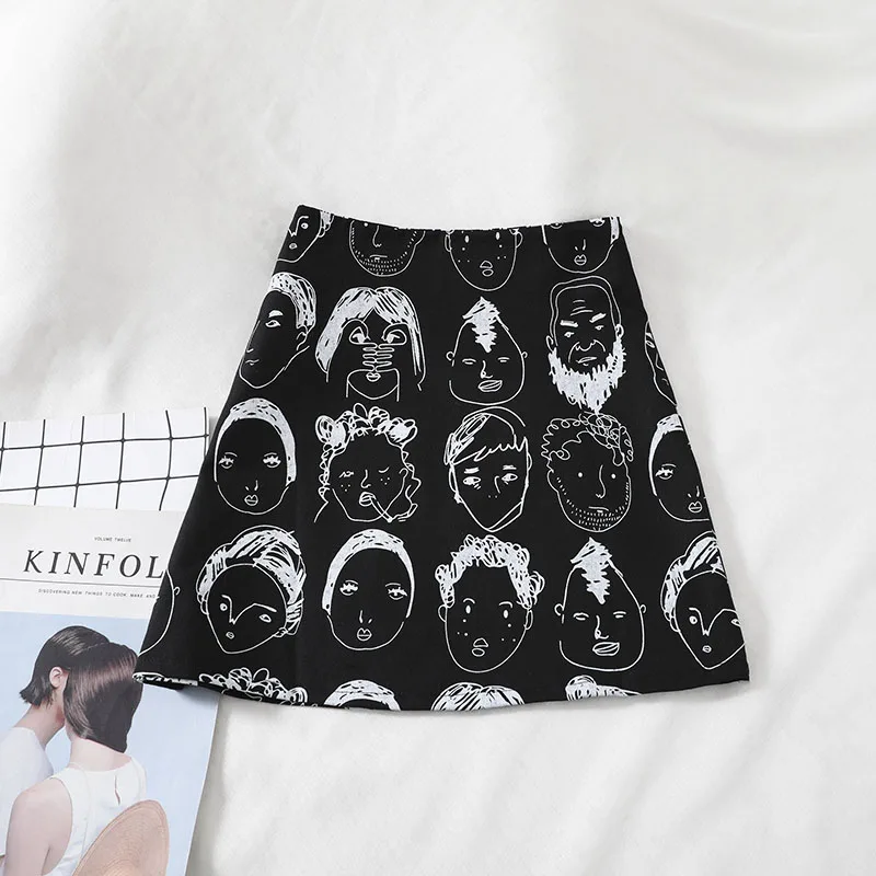 Кавайная юбка, милая мультяшная мини юбка, сексуальные Harajuku зимние юбки, женские черные винтажные короткие белые корейские Faldas Saias Jupe