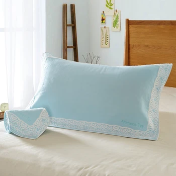 

2Pcs 100% Cotton Rectangle Solid Color Bedclothes Soft Pillow Towel Home Bed Cushion Pillowslip Covering Lace Edge Rectangle NEW