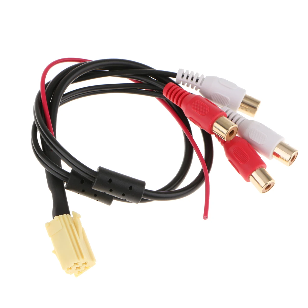 Aux Mini 6Pin ISO Adapter 4 RCA Cable for Blaupunkt VW Audi Seat Skoda Ford
