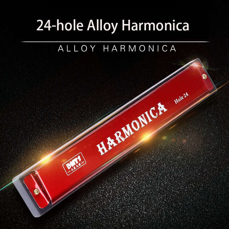 

Random Color 24 Hole Tremolo Harmonica C Key Polyphony Harmonicon Mouth Organ Double Row for Musical Beginner Intellectual