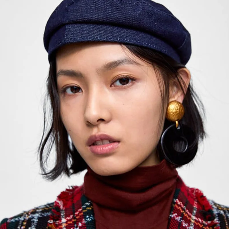 

New Fashion Large Round Resin Drop Earring For Women Bohemian Black Acrylic Statement Dangle Earring Vintage Jewelry ZA 2018