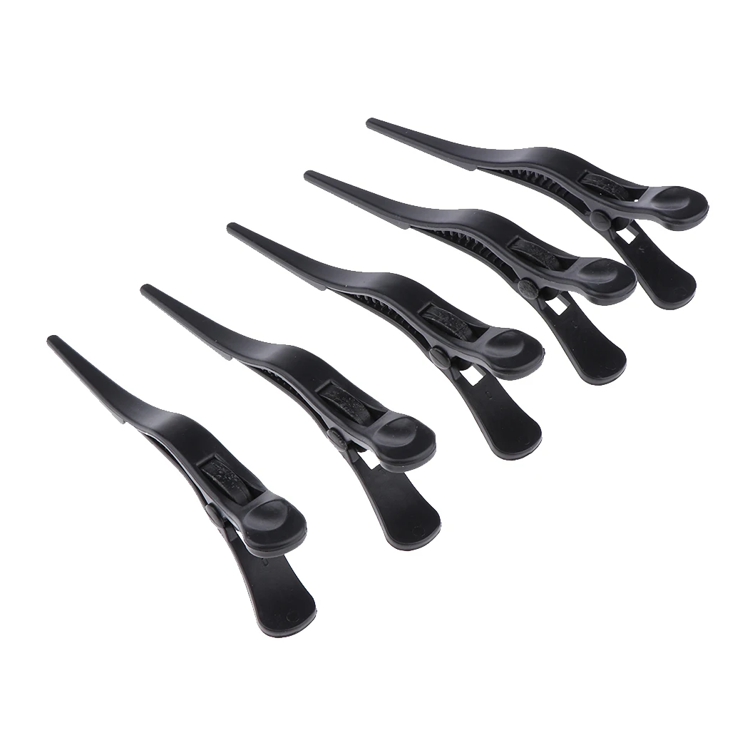 5 Pieces Plastic Hair Clamps Sectioning Hair Clip Beauty Salon Hair Styling Tool DIY Accessories - Black / Gray