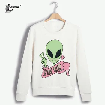 

Lei-SAGLY Fashion Women Sweatshirts 3D Aliens Printing Hoodies 2018 Hot Sales Harajuku For Lady Causal Pullovers Winter Clothing
