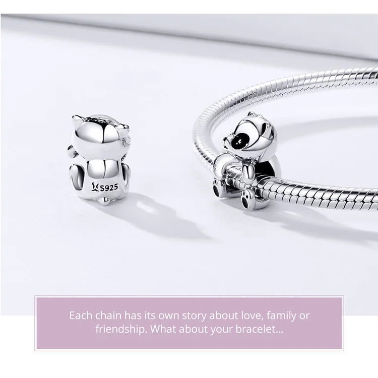 bamoer Zoo Collection Koala Panda Bear Charm Sterling Silver 925 Animal Metal Beads for Original Snake Bracelet Bijoux BSC093