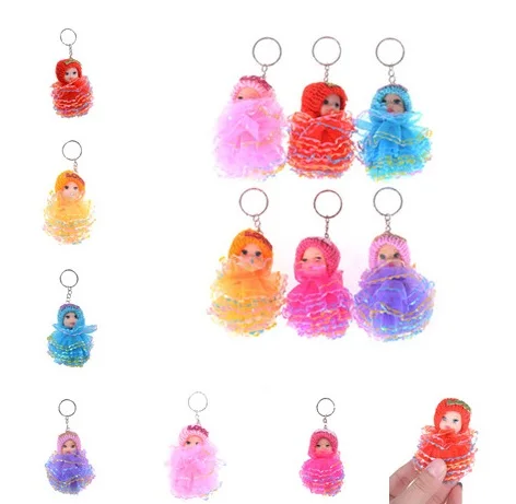 

Cute Girls Doll Bag Pendant Charm Keychain Decor For Women Confused Baby Doll Ball Car Keyring Bag Decor Key Holder