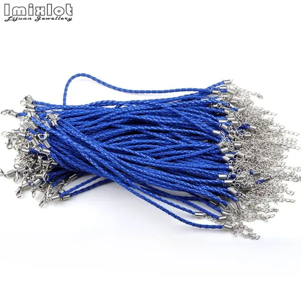 Blue 10 шт./лот 7,5 дюймов браслеты и браслеты PU браслет карамельный цвет PU вязаный браслет, кожаный шнур браслет - Окраска металла: Blue
