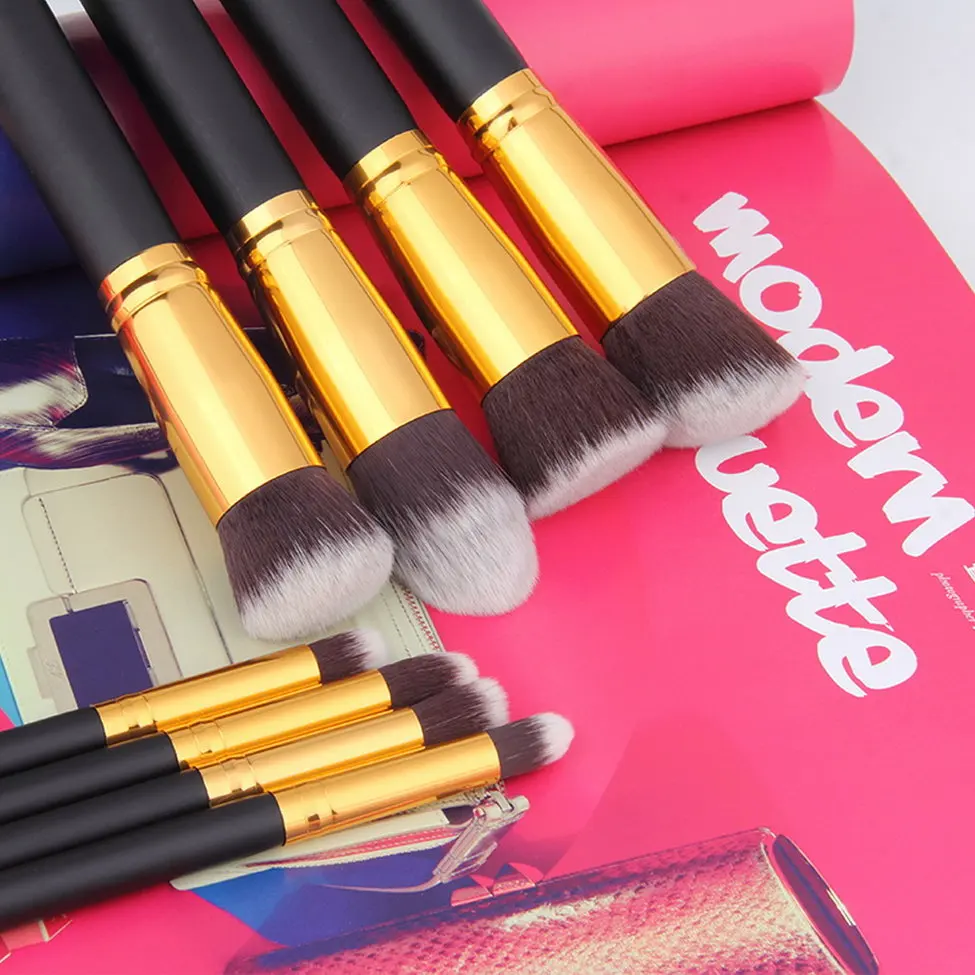 

10 Pcs Makeup Brush Set tools Make-up Toiletry Kit Wool Make Up Brush Set Soft Synthetic Hair