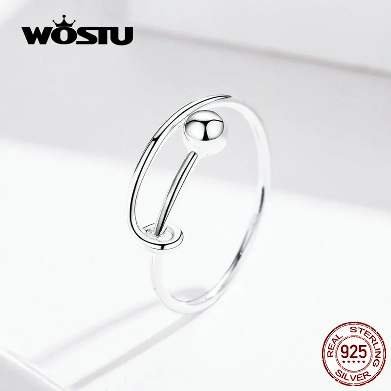 Женское кольцо в минималистичном стиле WOSTU регулируемое из 100% стерлингового