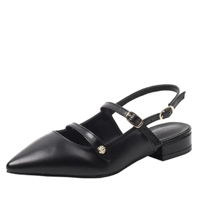 

2018 new obedient shoes Mary Jane shoes with a single buckle low-heeled shoes with pointed shoes