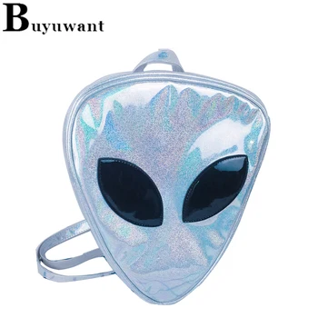 

Buyuwant PU backpack BW05-BP-wxrsjx Transparent laser backpack double shoulder alien backpack big eye triangle shaped leisure b