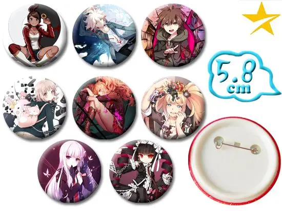 

OHCOMICS 8Pcs/Set Hot Game Anime Danganronpa Monokuma PVC Button Badges Pins Brooch Chestpin Costume Backpack Ornament Decor