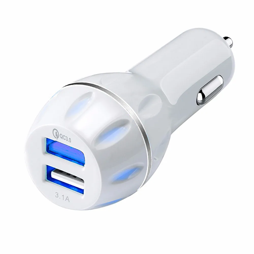 White Дизайн двойной USB 12 V-24 V 3.1A Автомобильный держатель для мобильного телефона лампы charaging Зарядное устройство адаптер светодиодный цифровой Дисплей быстрой зарядки - Название цвета: White