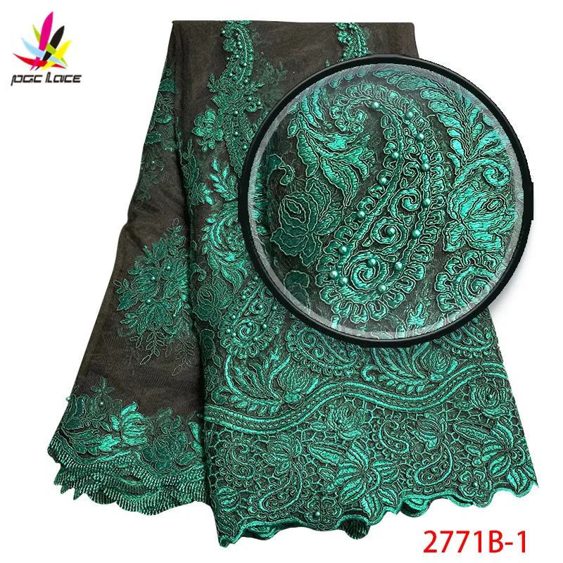 

High Quality 2019 Green French Net Lace African Lace Fabric New Arrival For Wedding Dress XZ2771B-1
