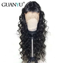150% плотность глубокая волна 13*4 Кружева передние человеческие волосы парики бразильские Remy передний парик шнурка отбеленные узлы для черных женщин предварительно сорвал Guanyuhair