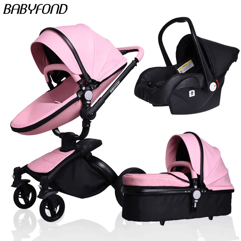 Babyfond, новинка, детская коляска 3 в 1, в серой золотистой раме - Цвет: f