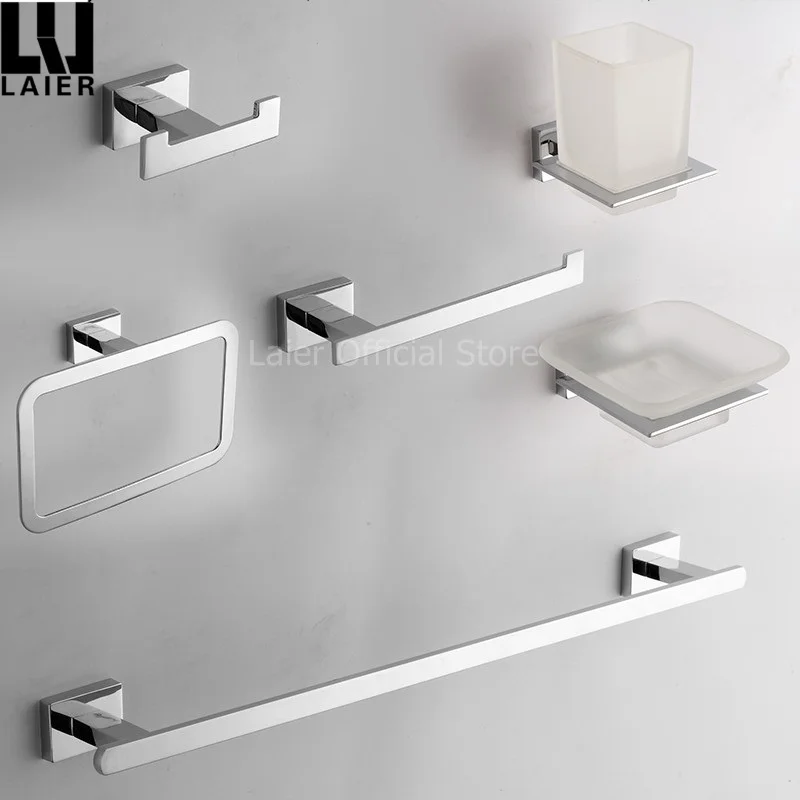 

Bathroom Hardware Set Chrome simple Toothbrush Holder Paper Holder Towel Bar Bathroom Accessories