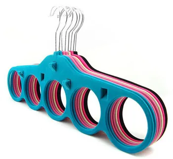 

Anti-Slip Flocking Towel Ring Five-Hole Plastic Scarf Rack Multipurpose Tie Belt Hanger